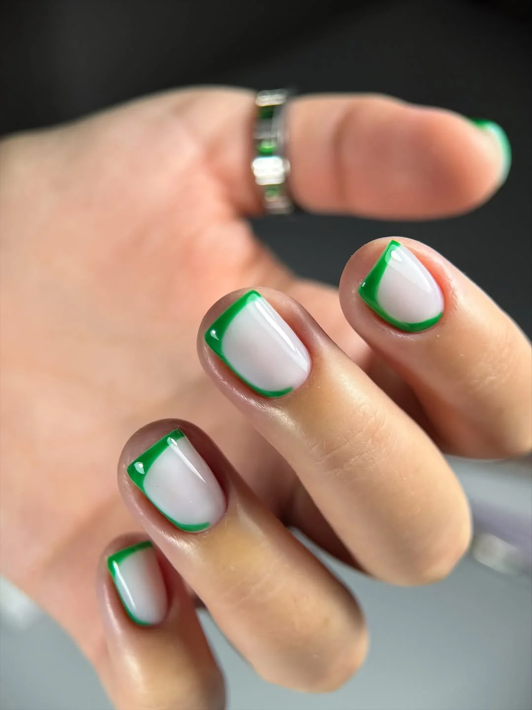 Summer beach nail ideas 2026 Green French Tips with Tropical Energy