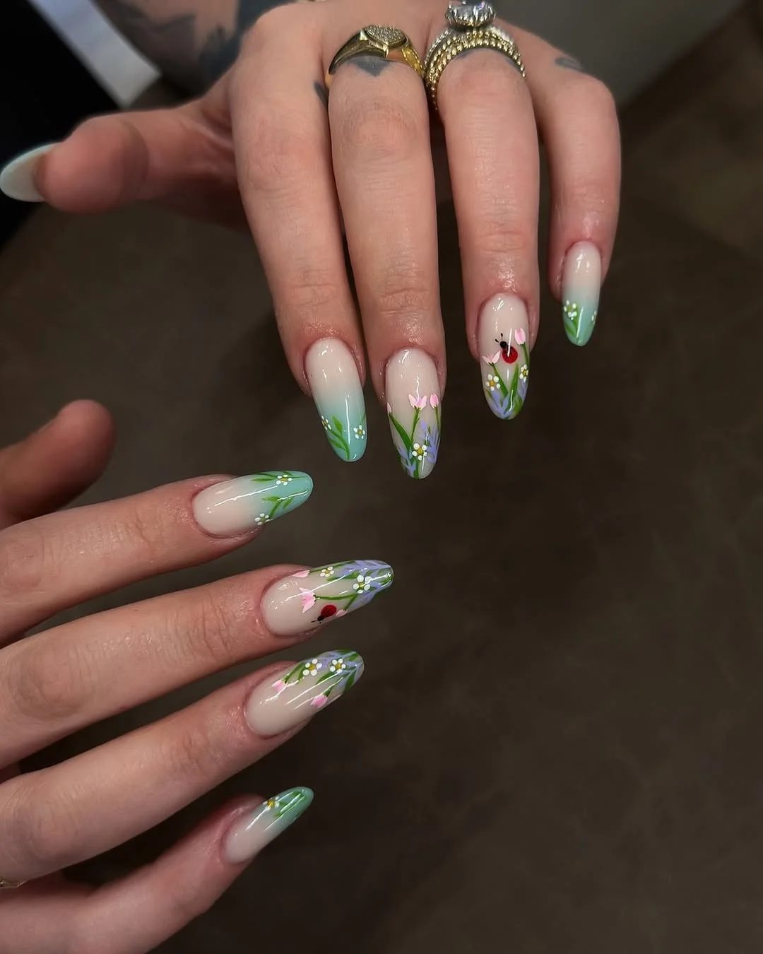summer dip nails 2026 Wildflower Gradient Nails With Cottagecore Romance