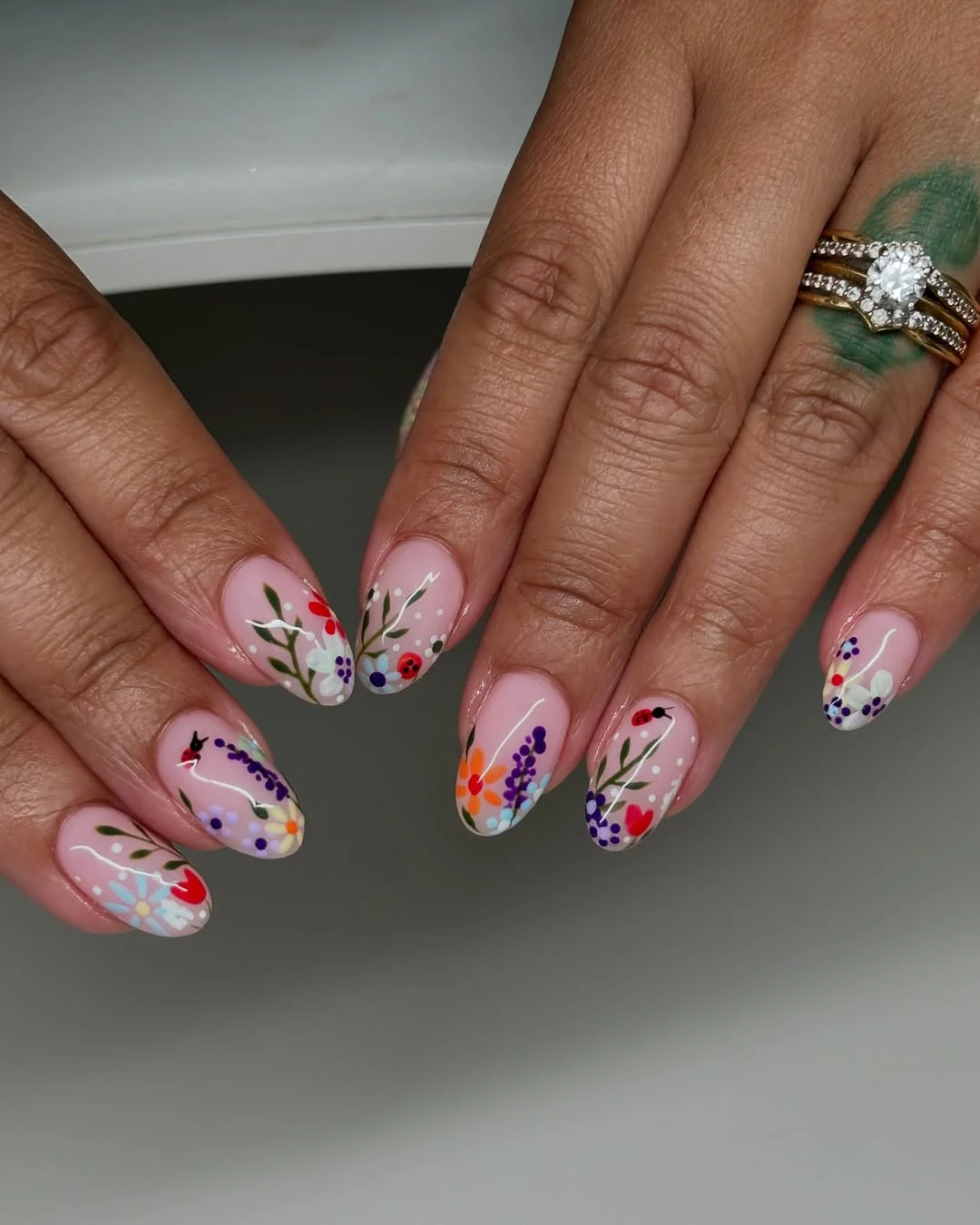 summer flower nails 2026 Wildflower Meadow Nails With Delicate Hand Painted Blooms