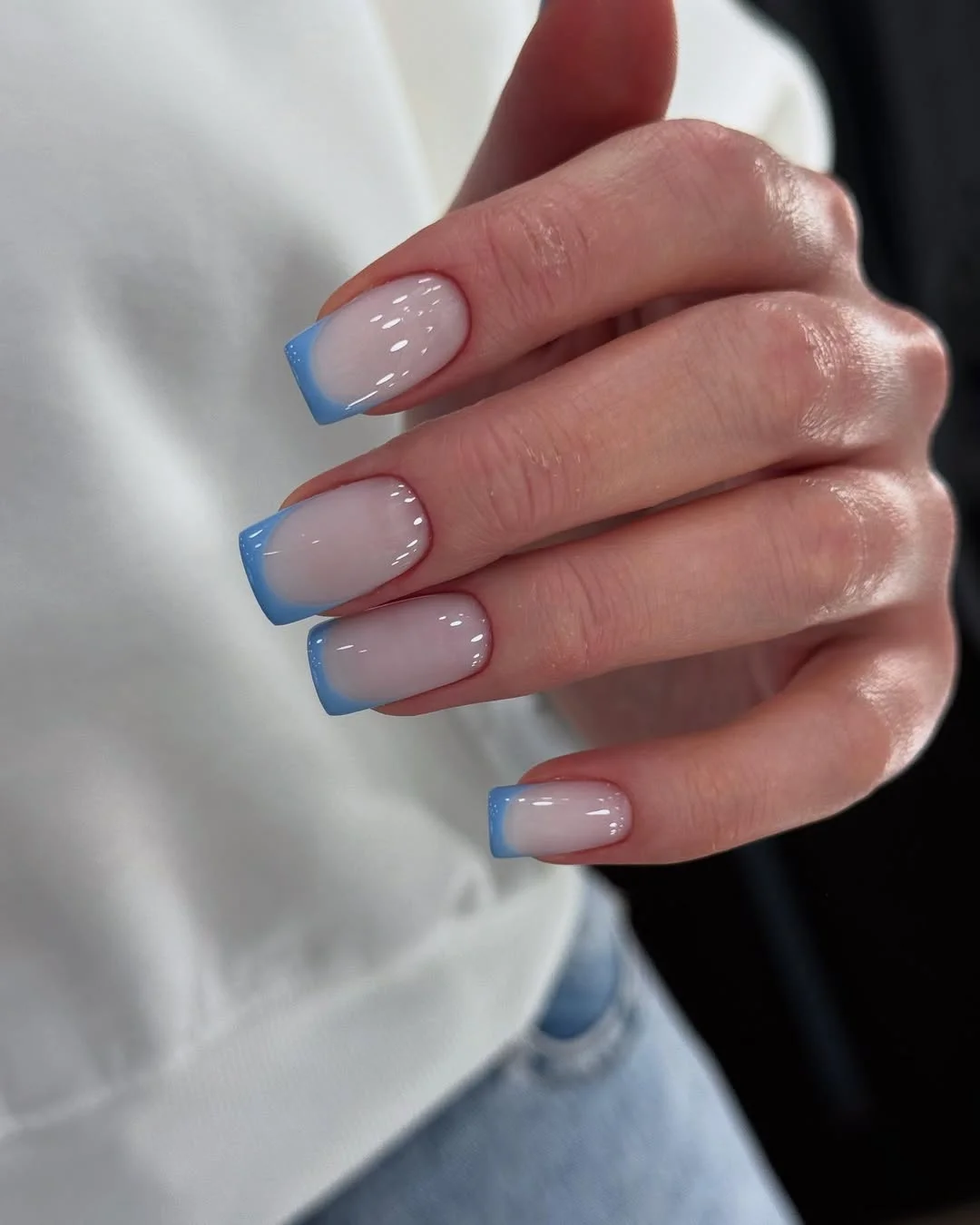summer french tip nails 2026 Soft Blue French Tips Inspired by Clear Summer Skies