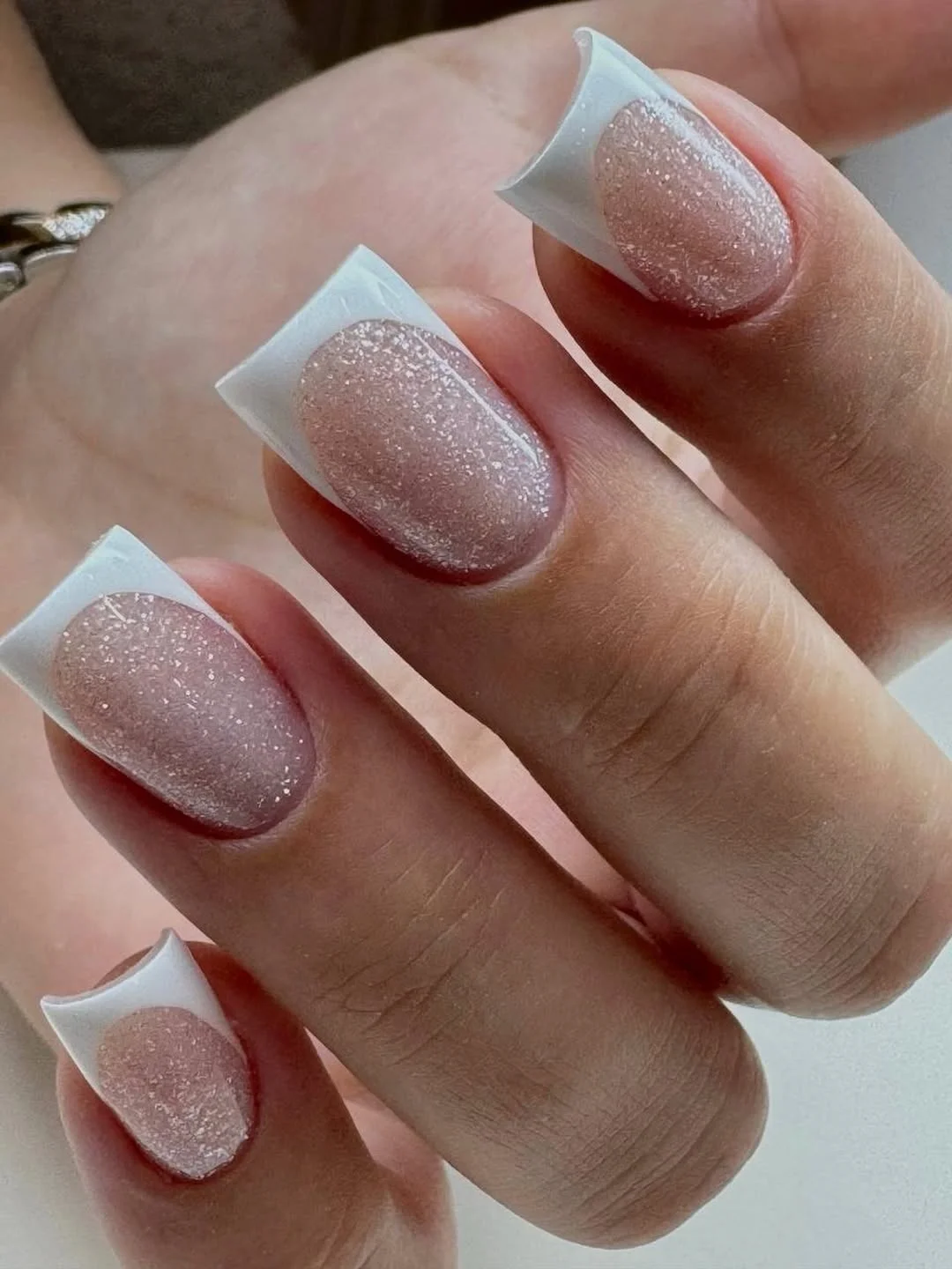 summer french tip nails 2026 Milky Glitter French Tips That Feel Soft and Dreamy