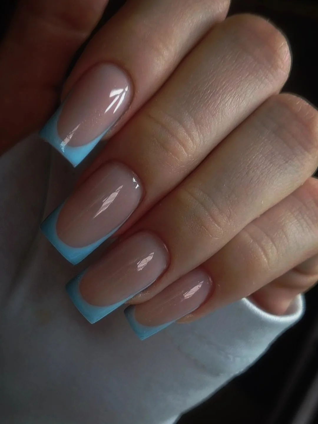 summer french tip nails 2026 Soft Aqua French Tips With a Minimal Summer Glow