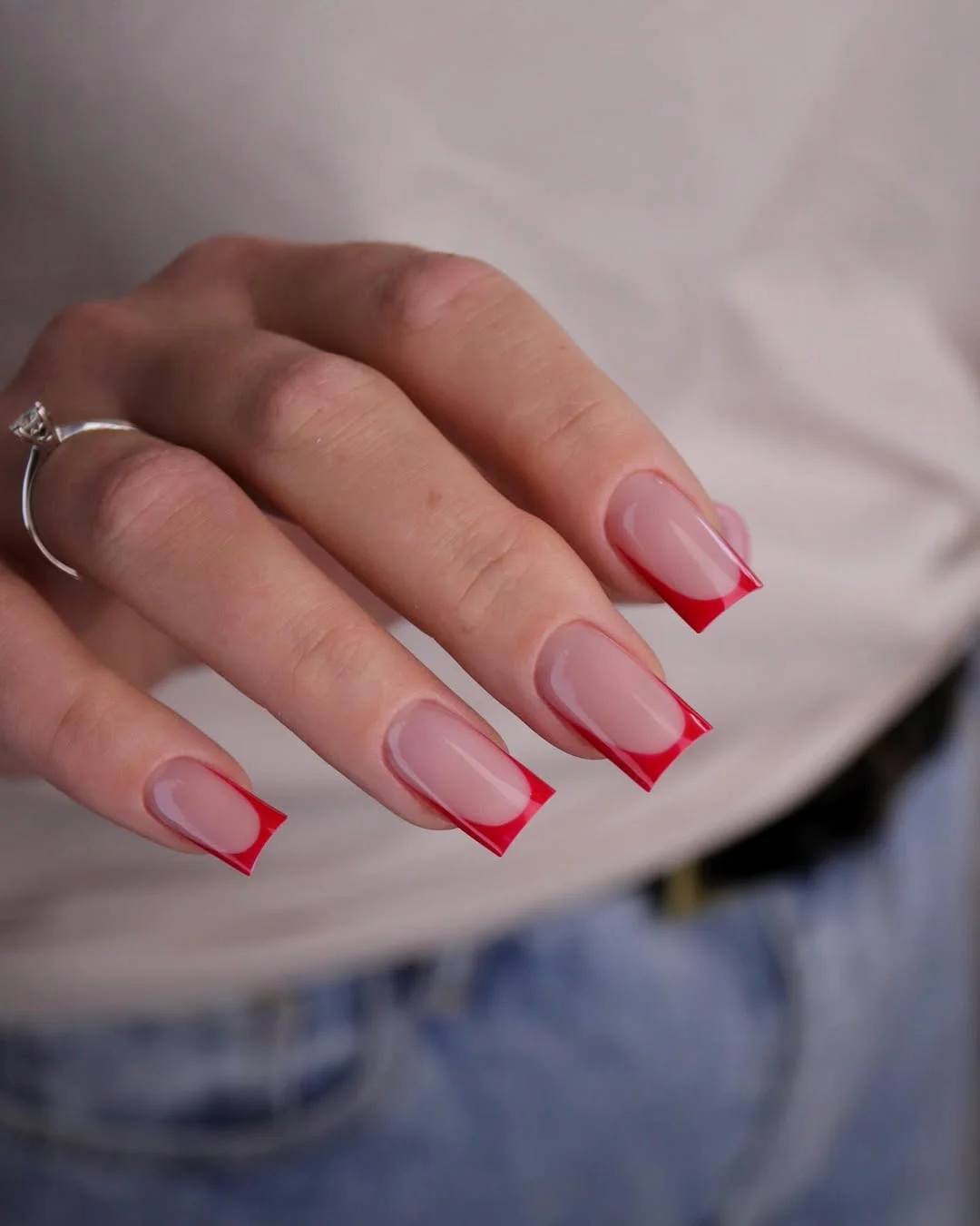 summer french tip nails 2026 Bright Red French Tips for Bold Summer Energy