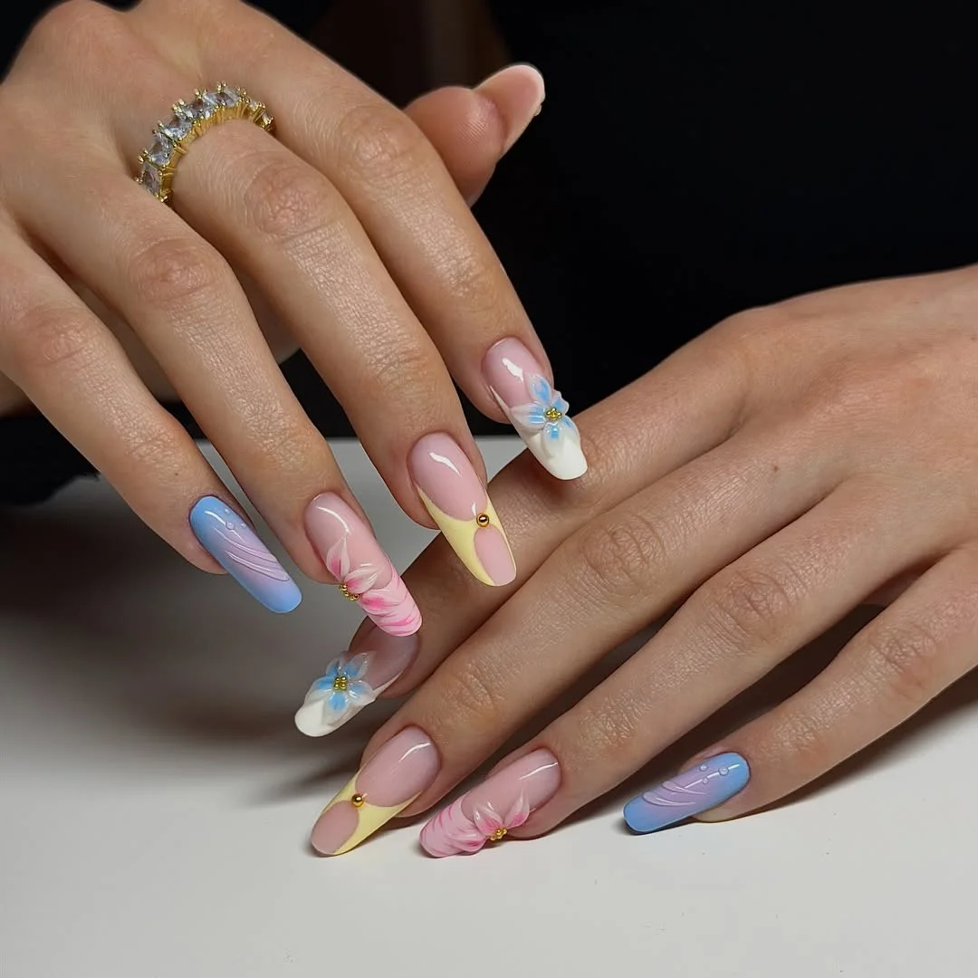 summer gel nails 2026 Pastel Bloom Nails With Soft Y2K Energy