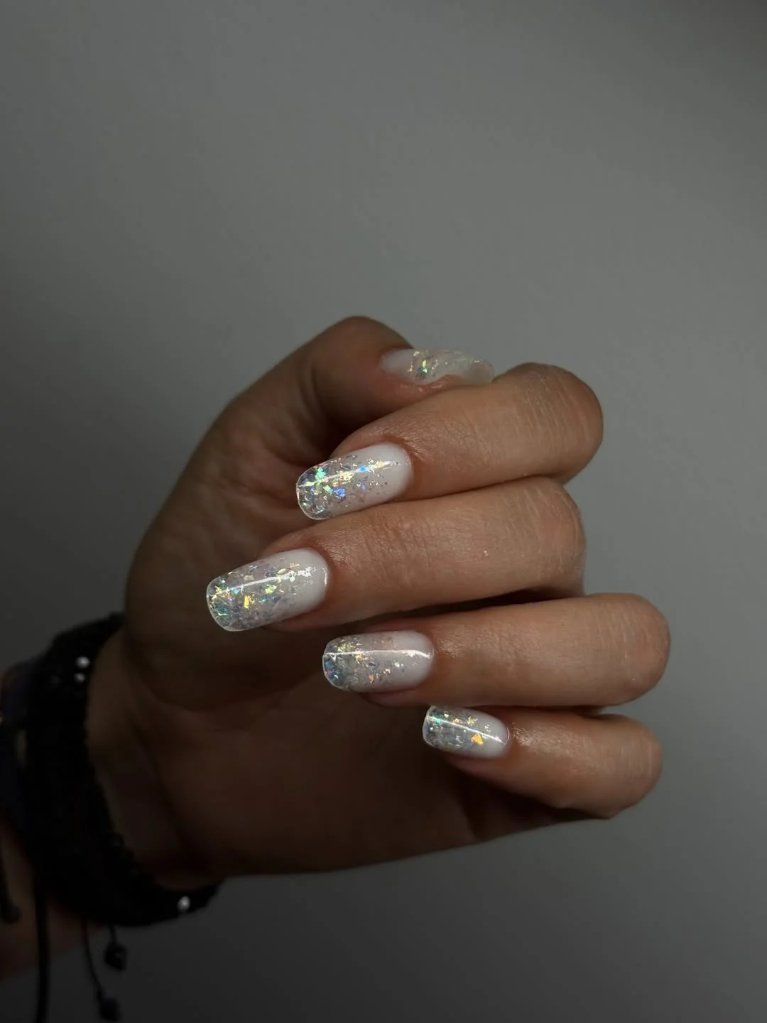 summer glitter nails 2026 Opal White Glitter for a Dreamy Glow