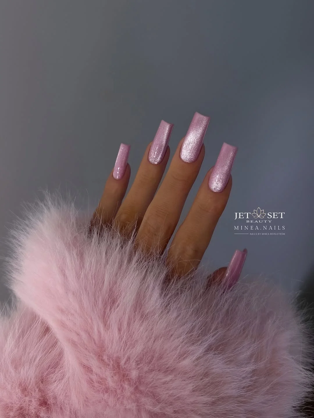 summer glitter nails 2026 Pink Metallic Glow for Modern Barbie Energy
