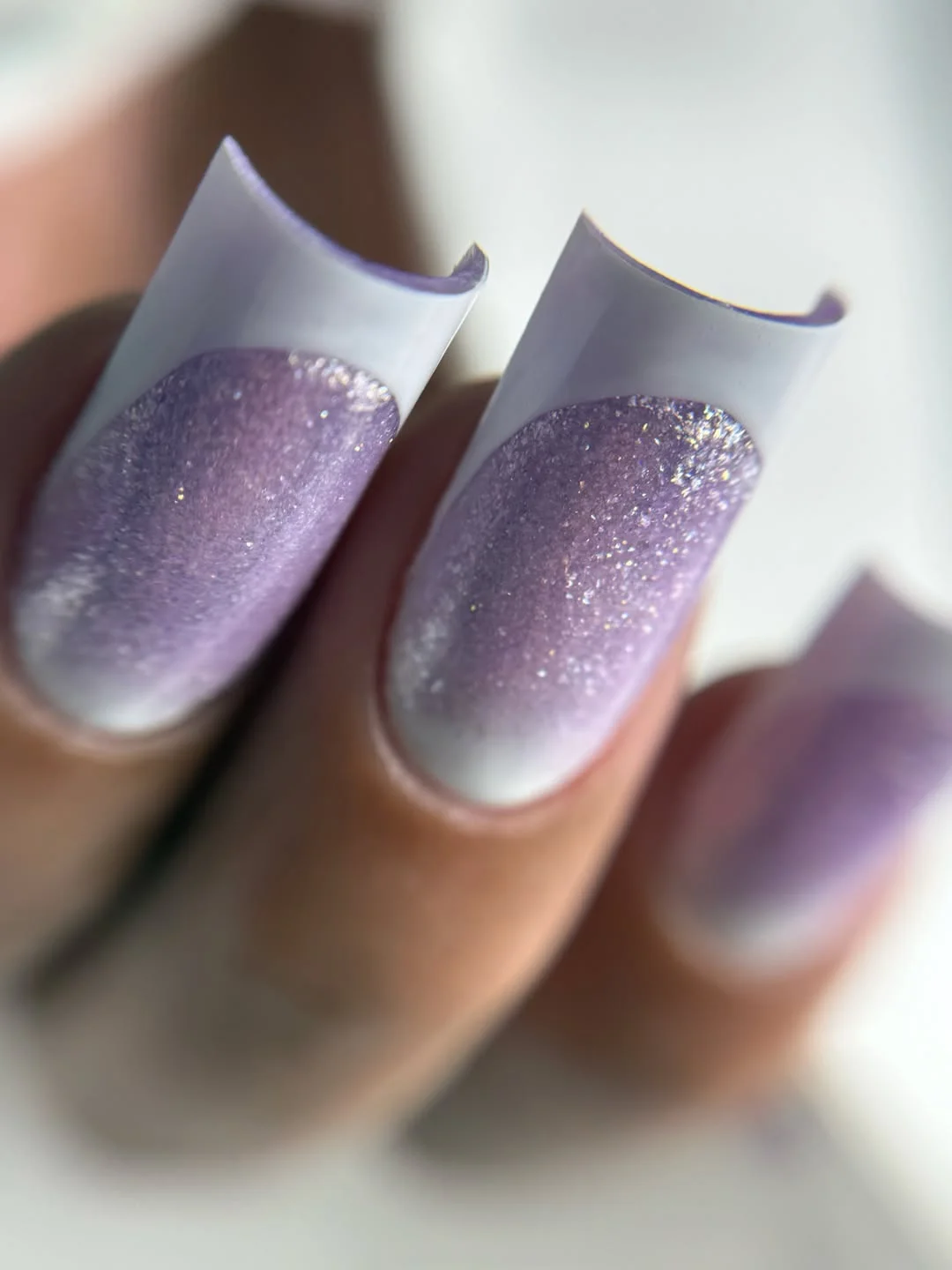 summer glitter nails 2026 Lavender Glitter French With a Modern Twist