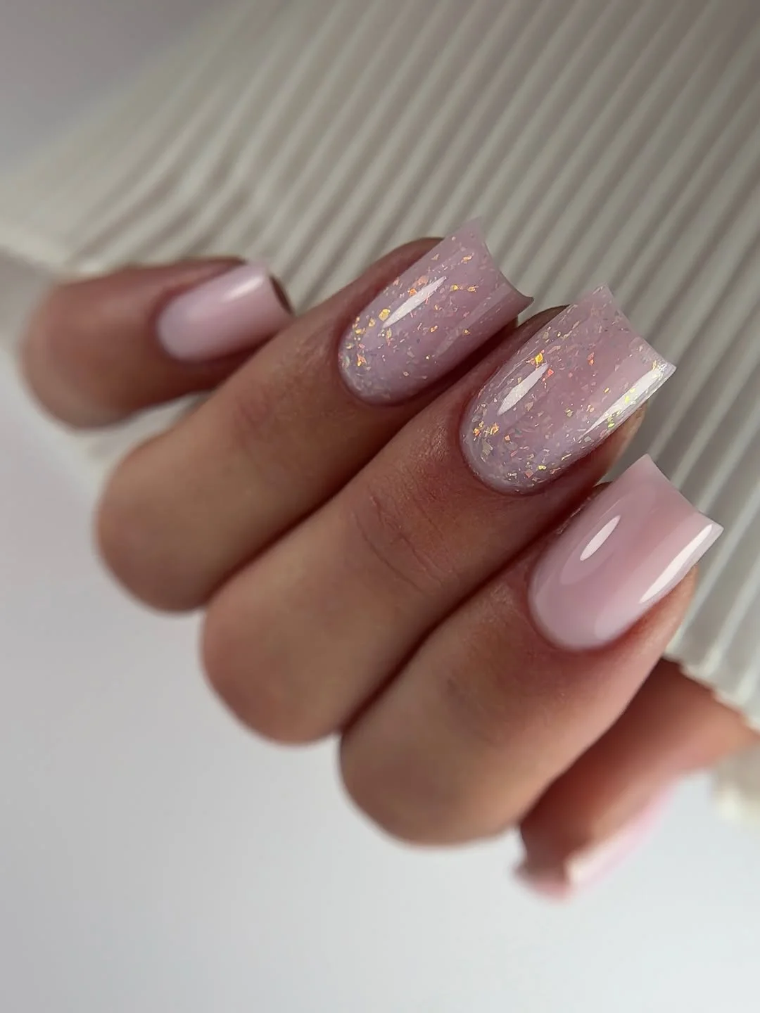summer glitter nails 2026 Blush Pink Glitter That Looks Like Sunset Light