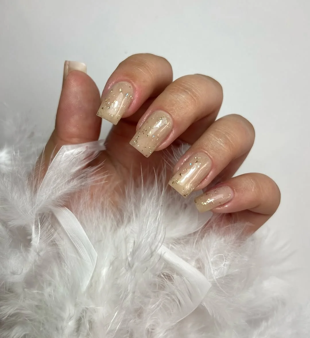 summer glitter nails 2026 Champagne Sheer Nails With Quiet Luxury Shine