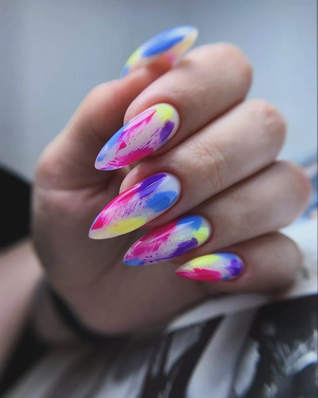 summer manicure color ideas 2026 Neon Watercolor Nails That Feel Like a Summer Music Festival