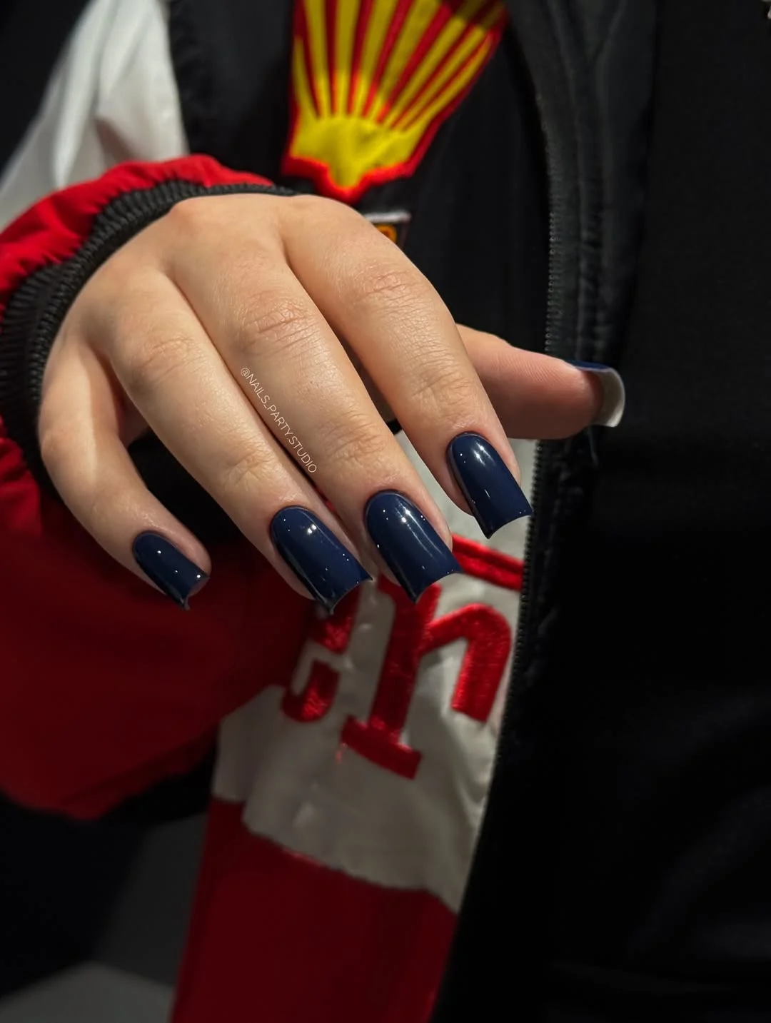summer manicure color ideas 2026 Deep Midnight Blue Nails for a Cooler Summer Mood