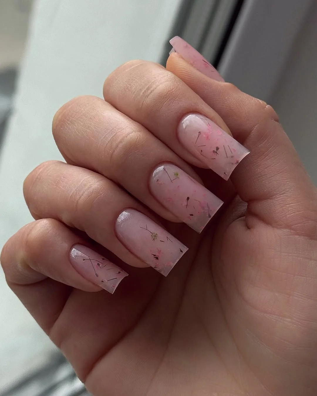 Summer mid nails ideas 2026 Pressed Petals in Soft Blush