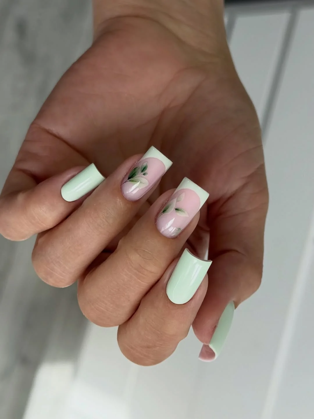 Summer mid nails ideas 2026 Mint Garden Botanical Nails