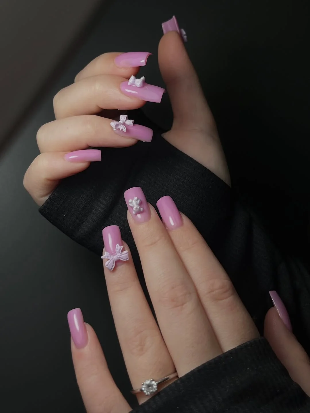 Summer mid nails ideas 2026 Sweet Lavender Bow Statement