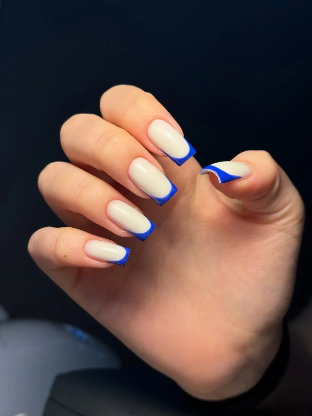 summer nail art 2026 Electric Blue French Tips With a Sharp Modern Finish