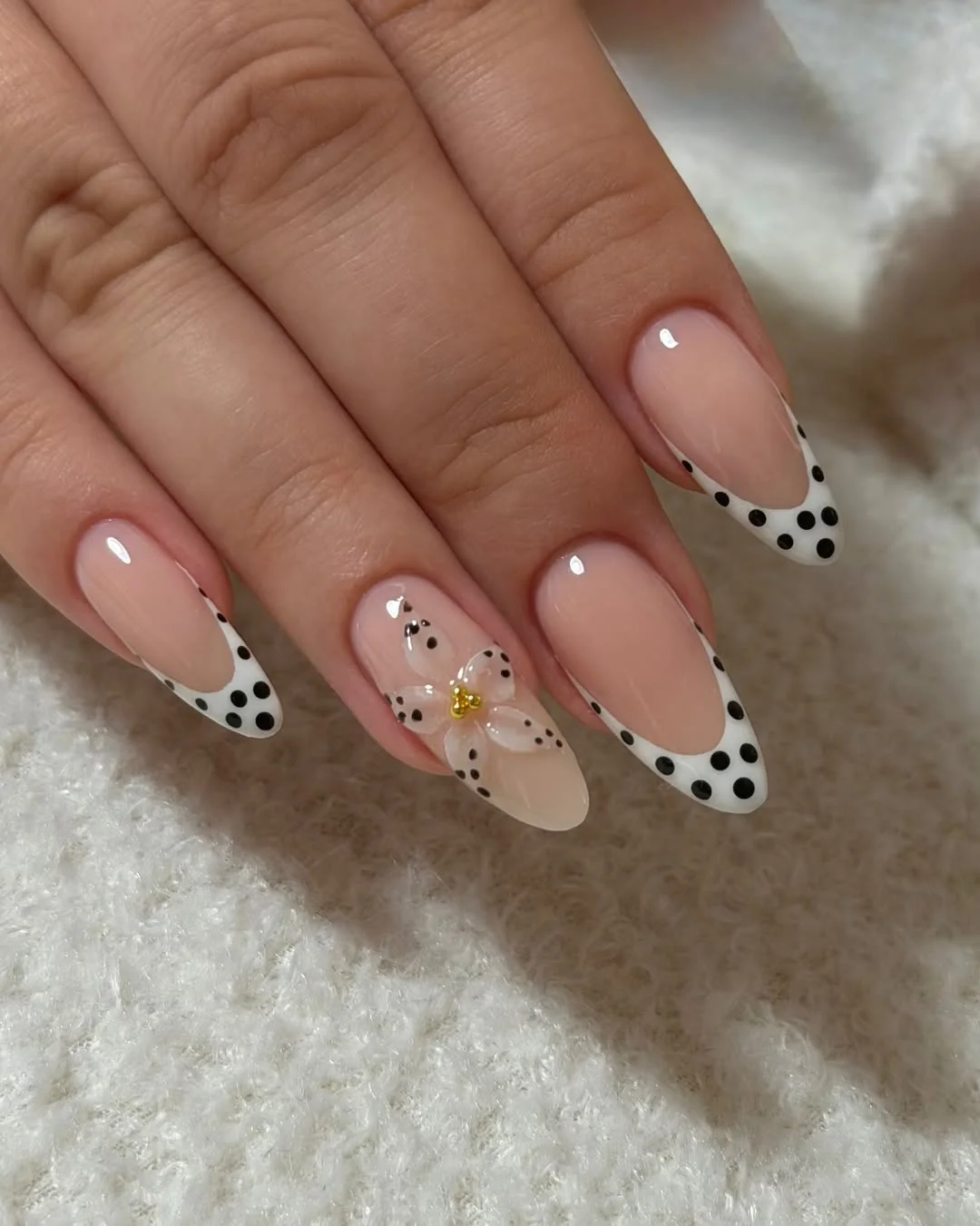 summer nail inspo 2026 Polka Dot French Tips With a Soft Retro Twist