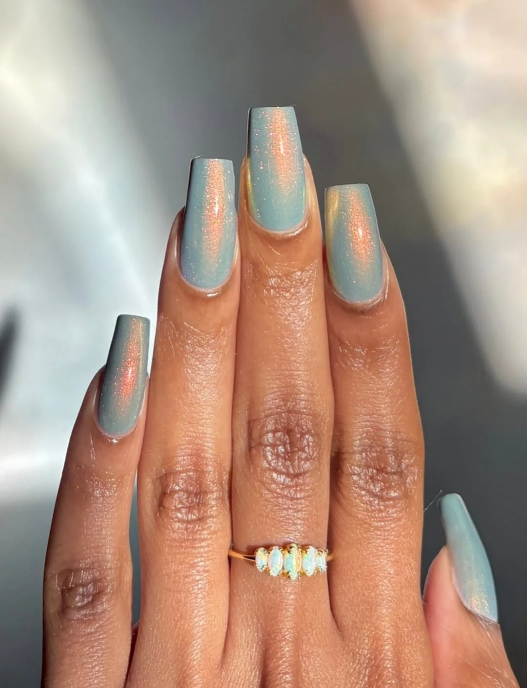 summer nail inspo 2026 Soft Blue Chrome Nails That Glow in Natural Light