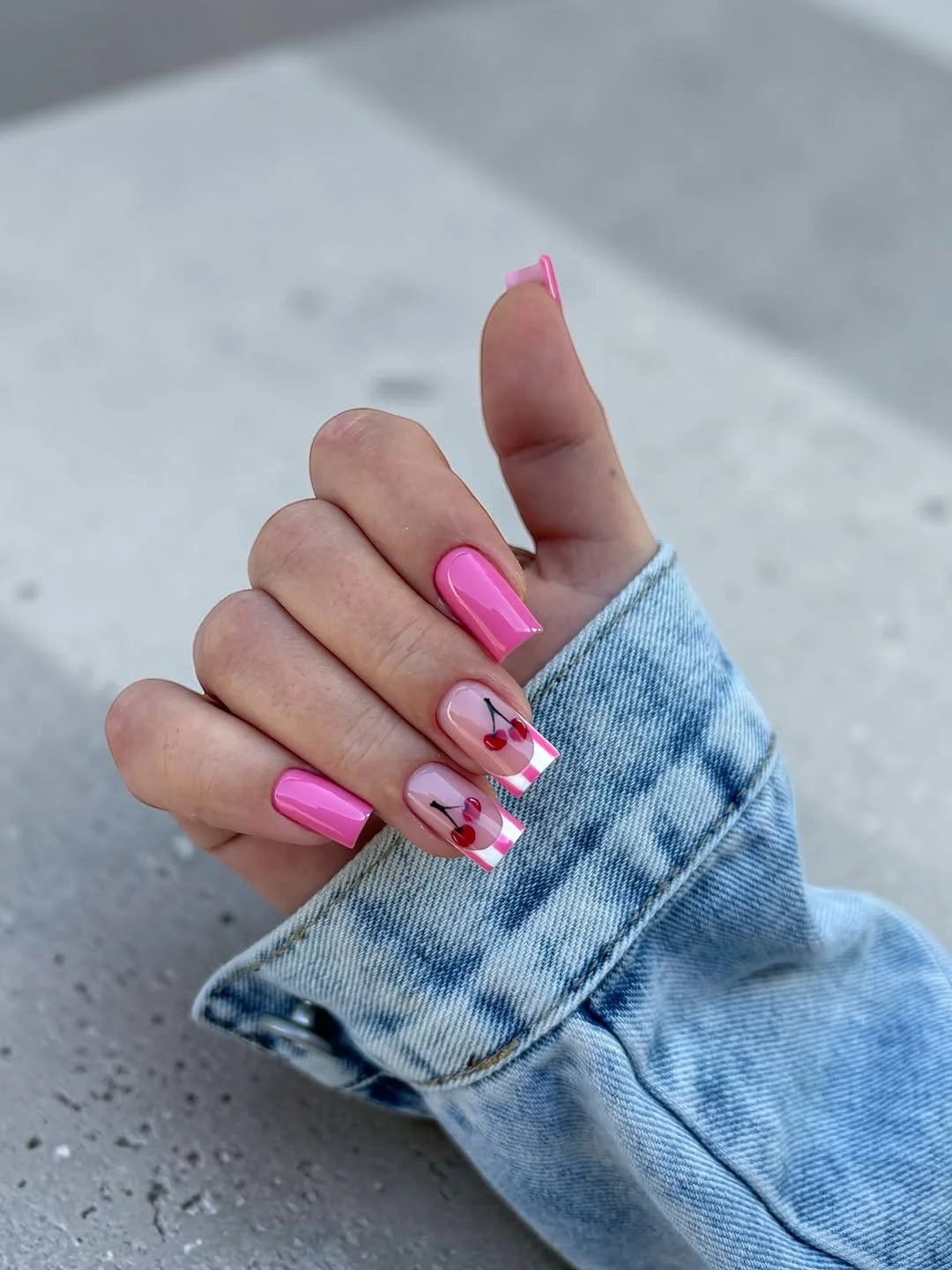 summer nail inspo 2026 Glossy Pink Cherry Nails for the Ultimate Girly Summer Mood
