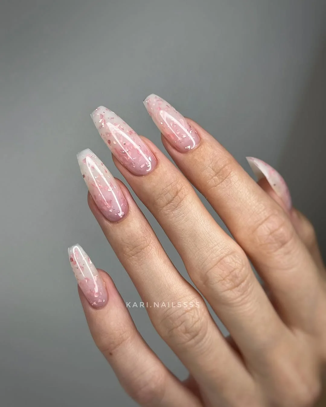 summer nails watermelon 2026 Pink Watermelon Sugar Glaze with Delicate Flakes