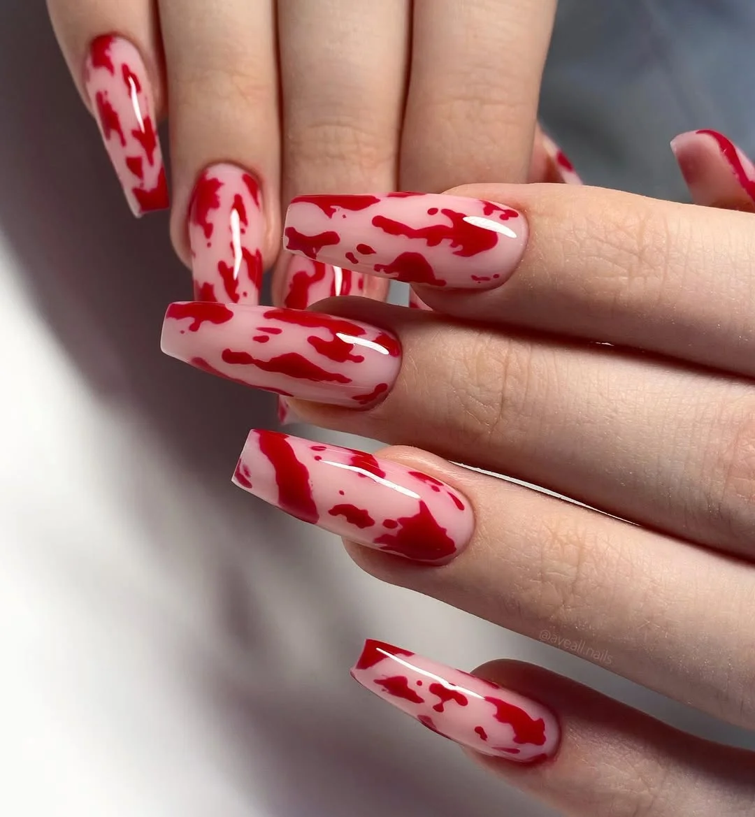 summer nails watermelon 2026 Abstract Watermelon Splash Art in Juicy Red