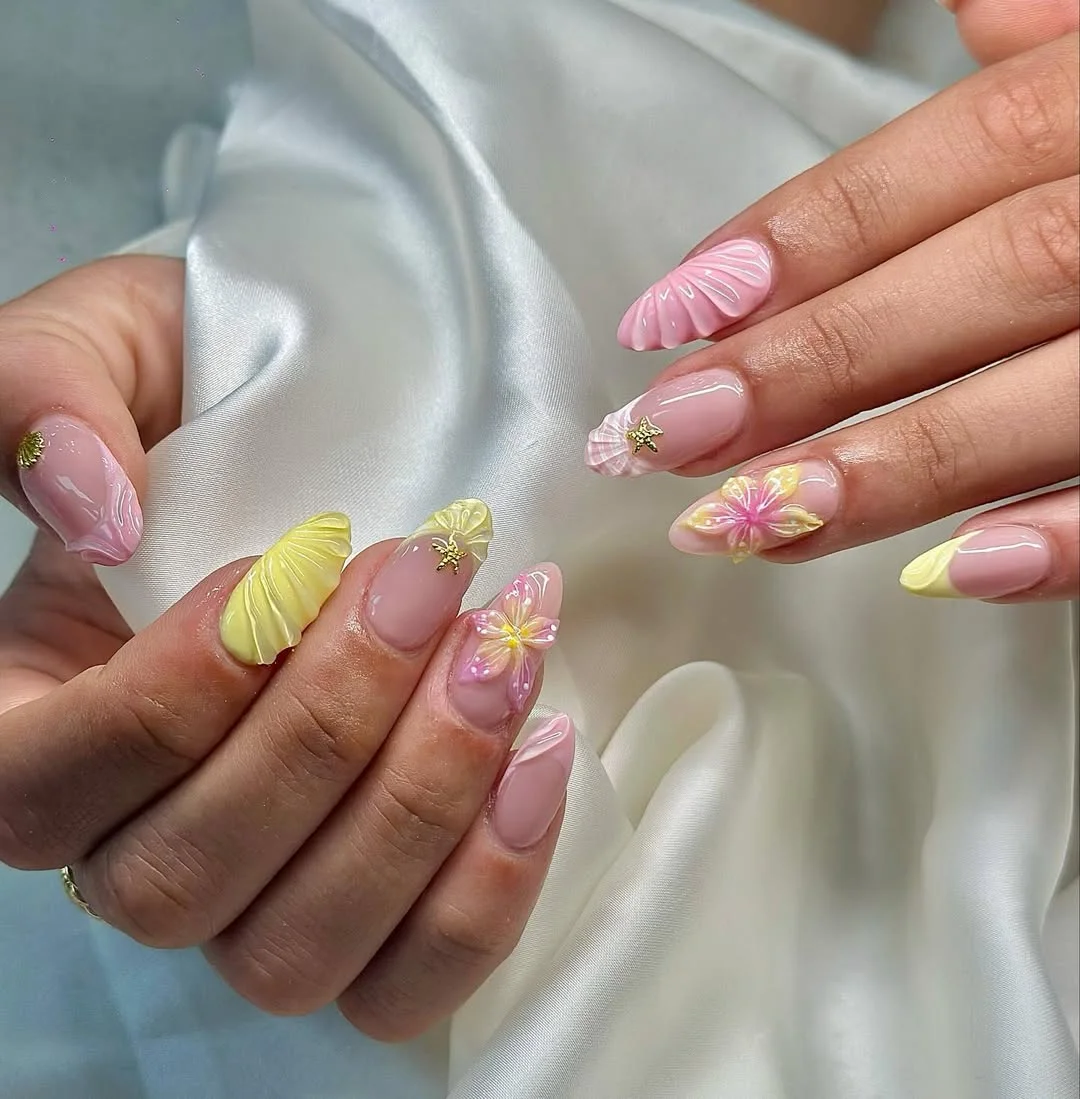 Summer nails for every day 2026 Pastel Petals and Seaside Softness