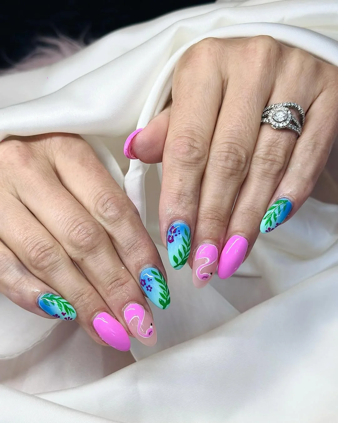 Summer nails for every day 2026 Tropical Flamingo Garden Energy