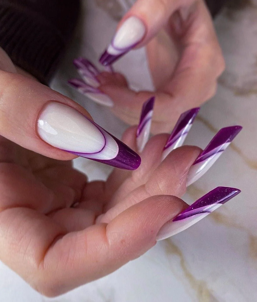 Summer nails for every day 2026 Violet French with Modern Edge