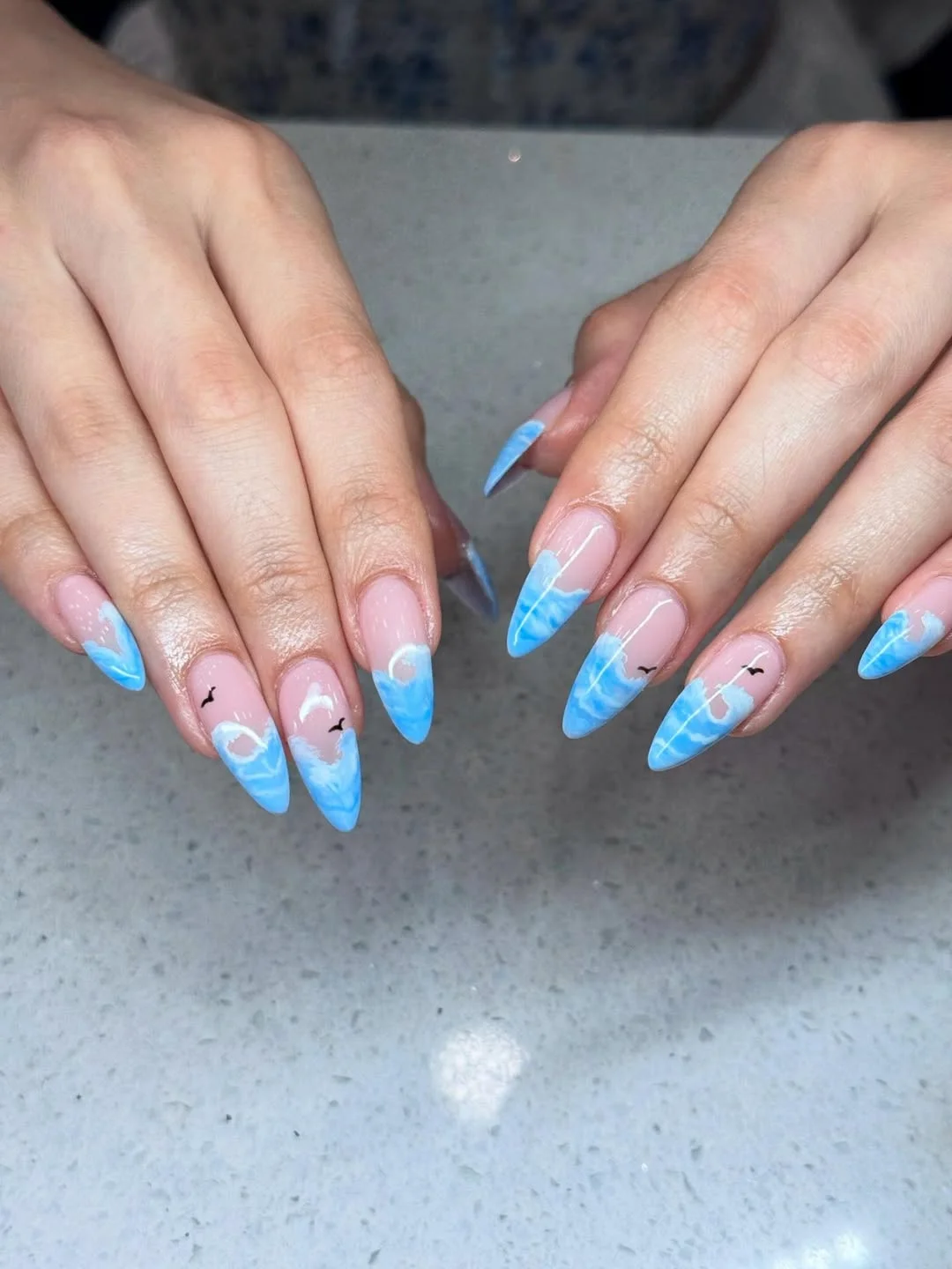 Summer nails for every day 2026 Cloud-Kissed Blue French Tips