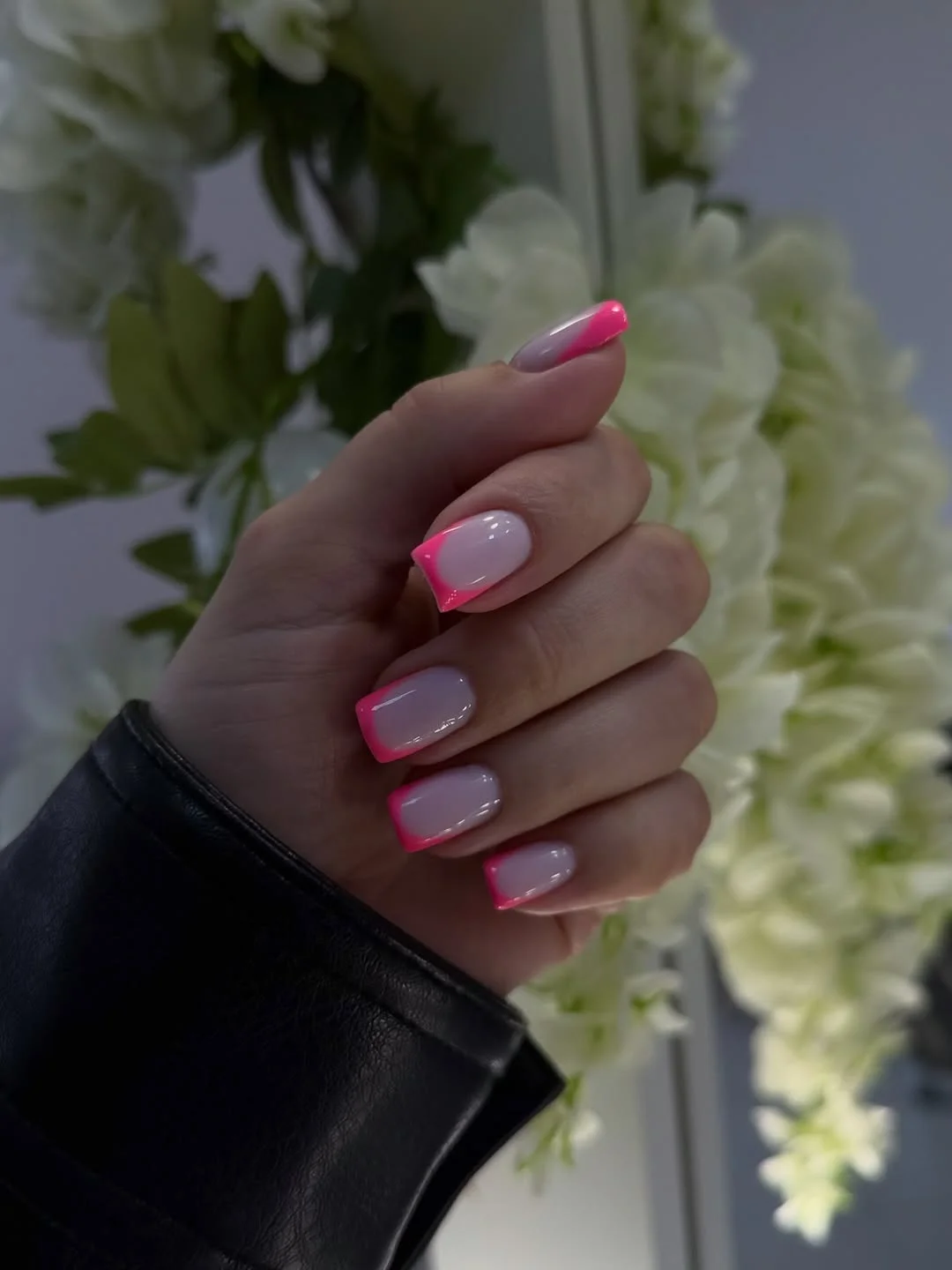 summer nails one color 2026 Neon Pink French Edges with Summer Energy
