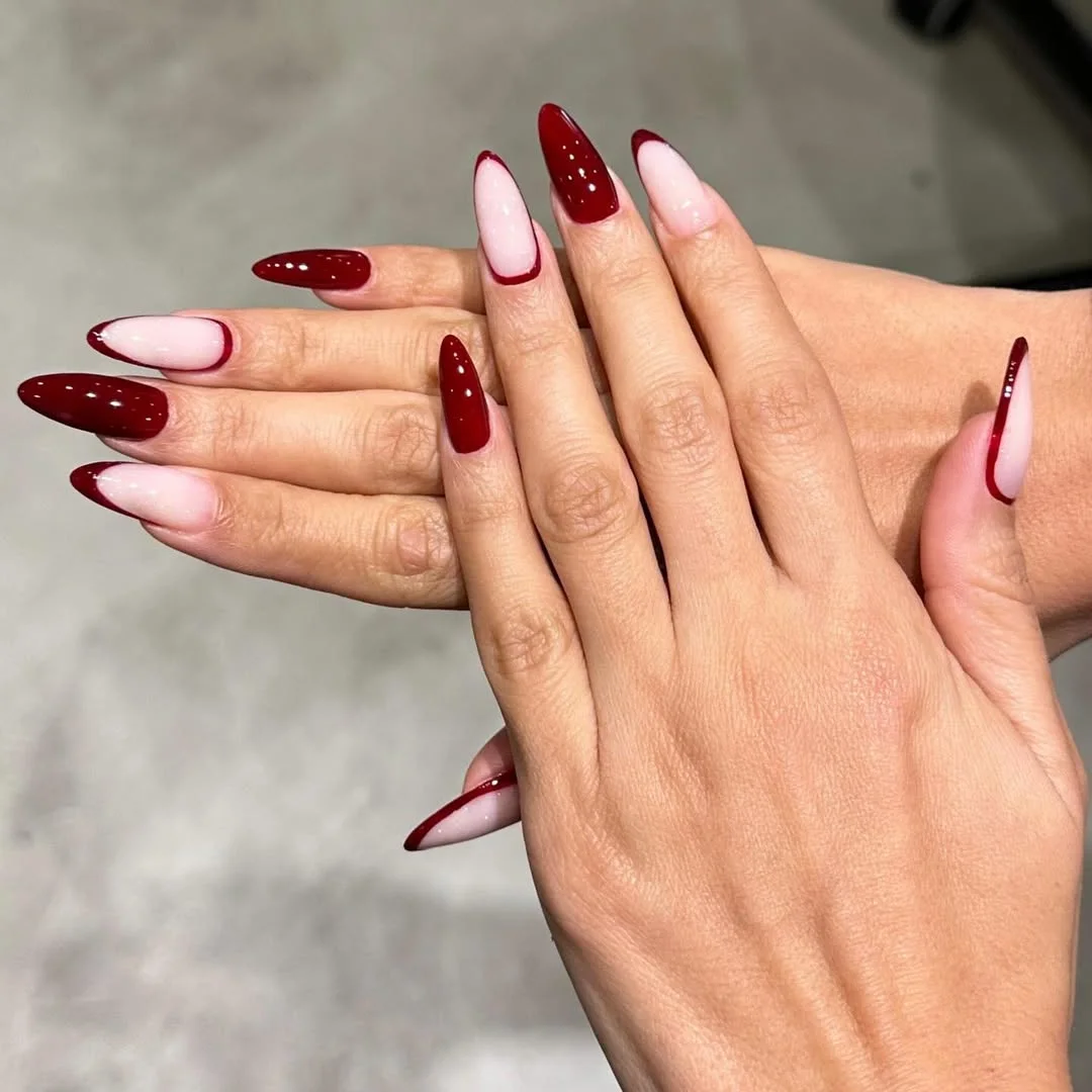 summer nails one color 2026 Cherry Red French Inspired Minimalism