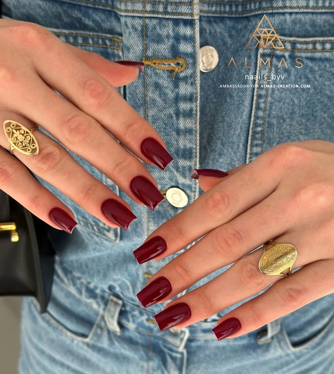 summer nails square 2026 Glossy Cherry Wine Nails That Make Square Shapes Look Expensive