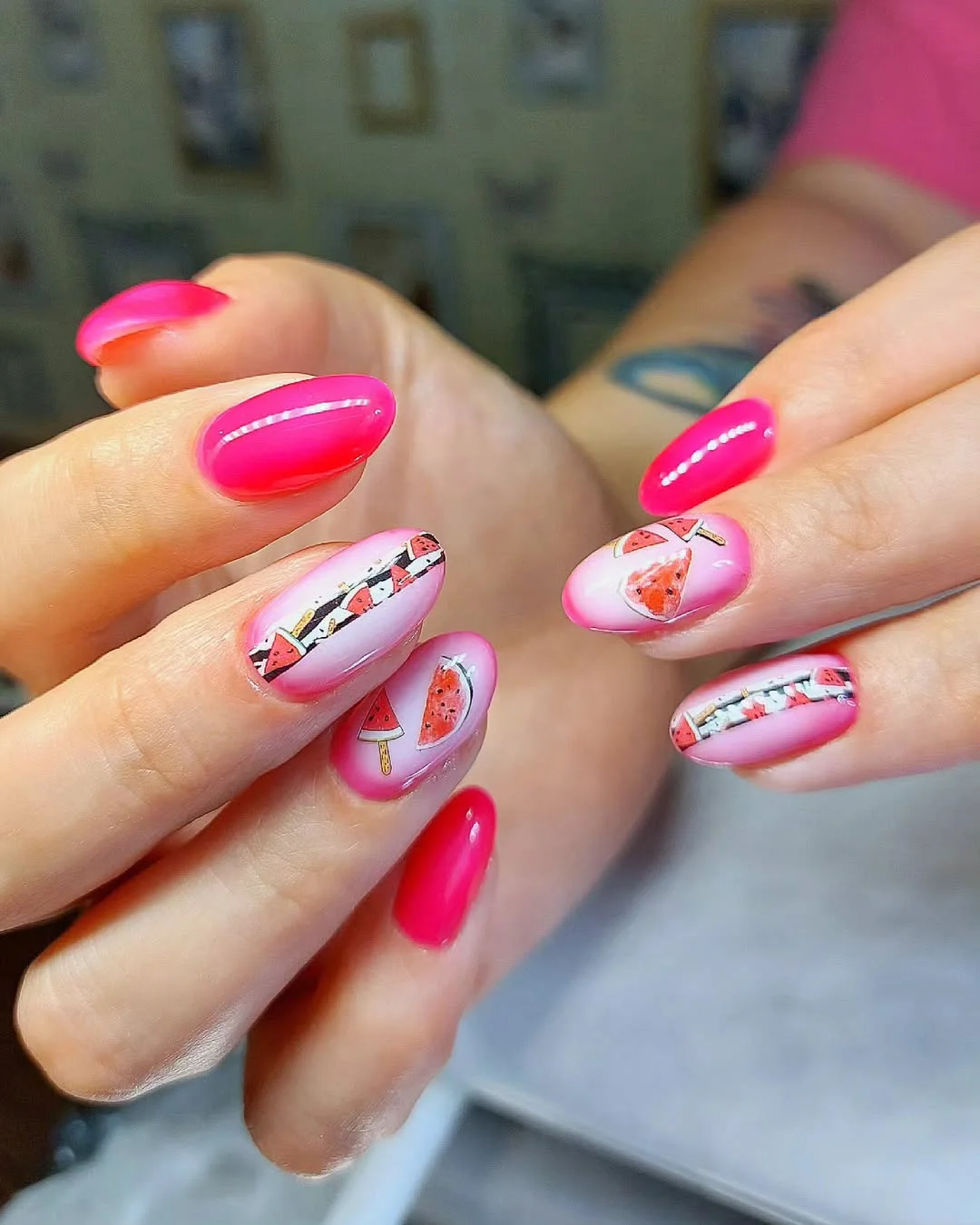 summer nails watermelon 2026 Watermelon Sticker Art With Fun Vacation Energy