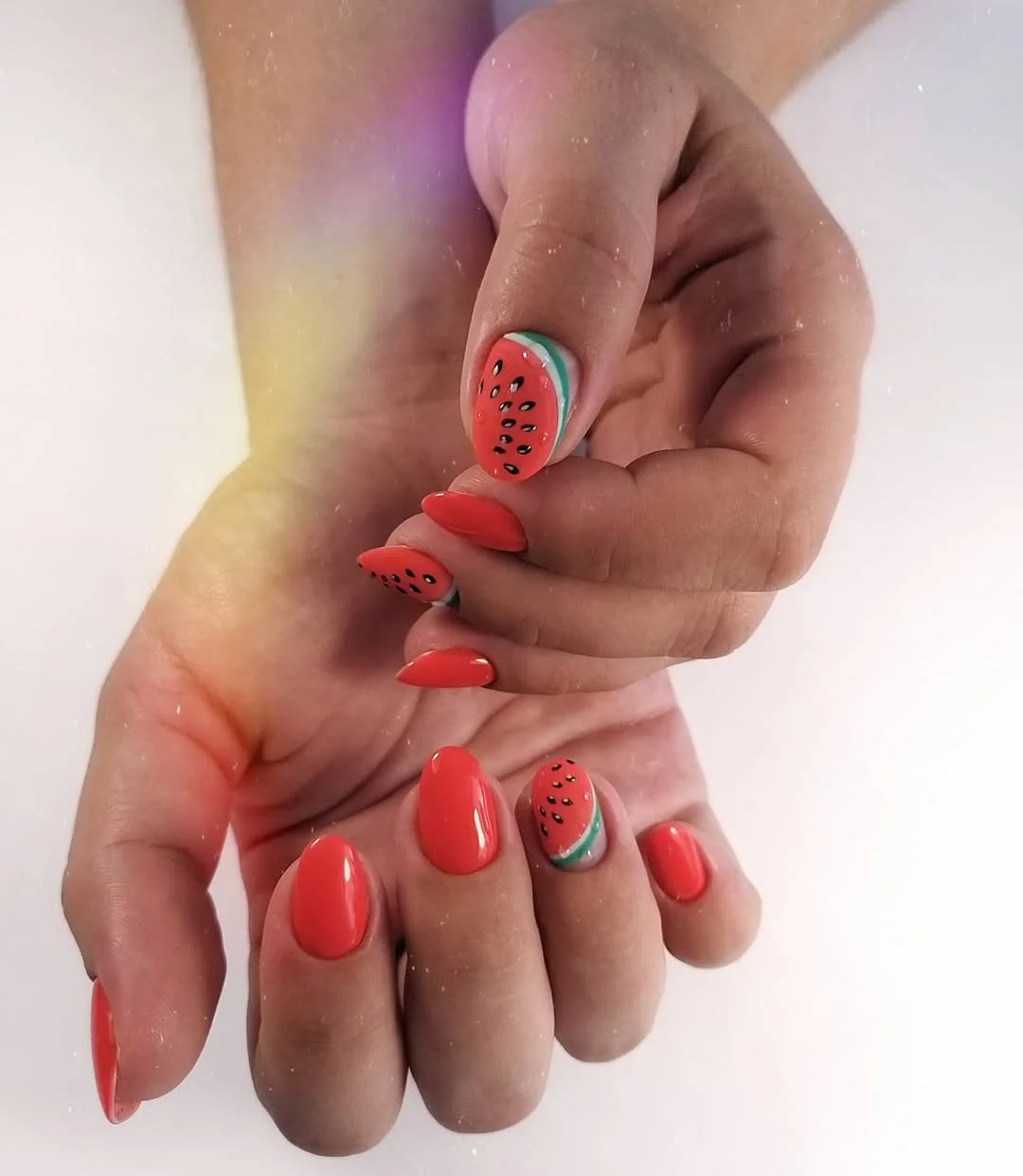 summer nails watermelon 2026 Coral Watermelon Accent Nails for Everyday Summer Style