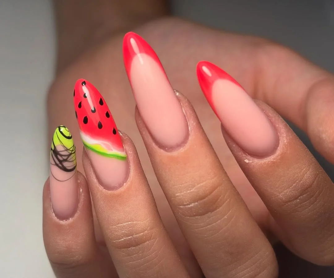 summer nails watermelon 2026 Bold Neon Watermelon Art for Statement-Making Nails