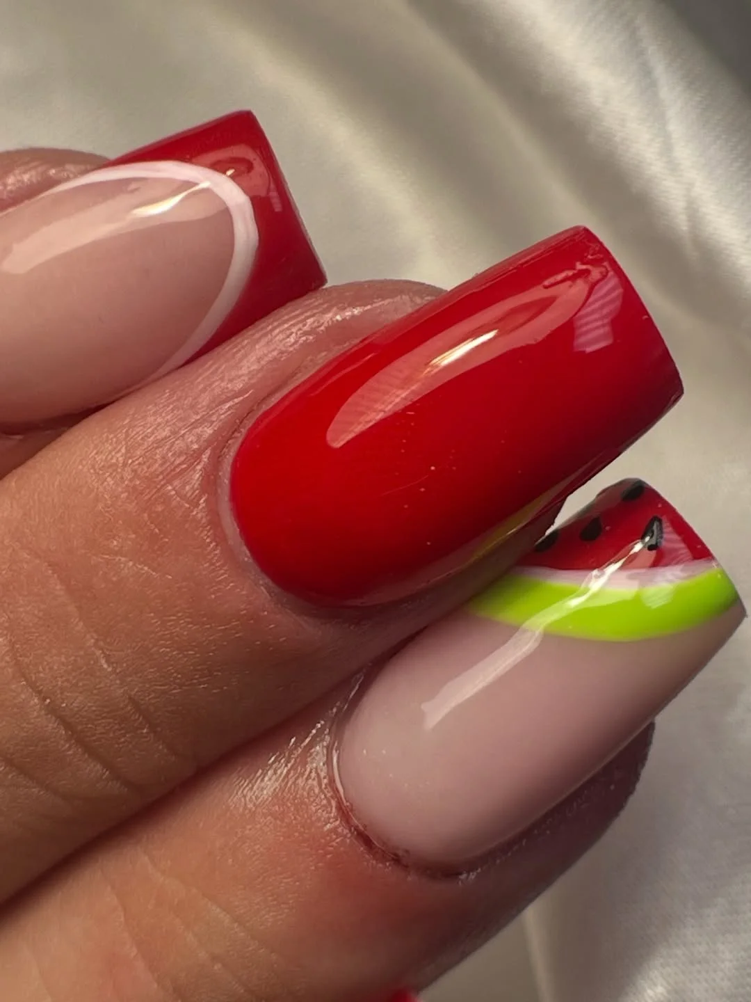 summer nails watermelon 2026 Glossy Watermelon Accent Nails With Classic Summer Energy