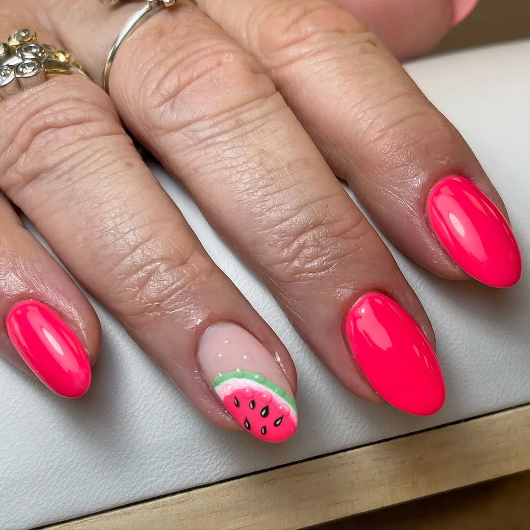 summer nails watermelon 2026 Minimal Watermelon Accent for Everyday Wear
