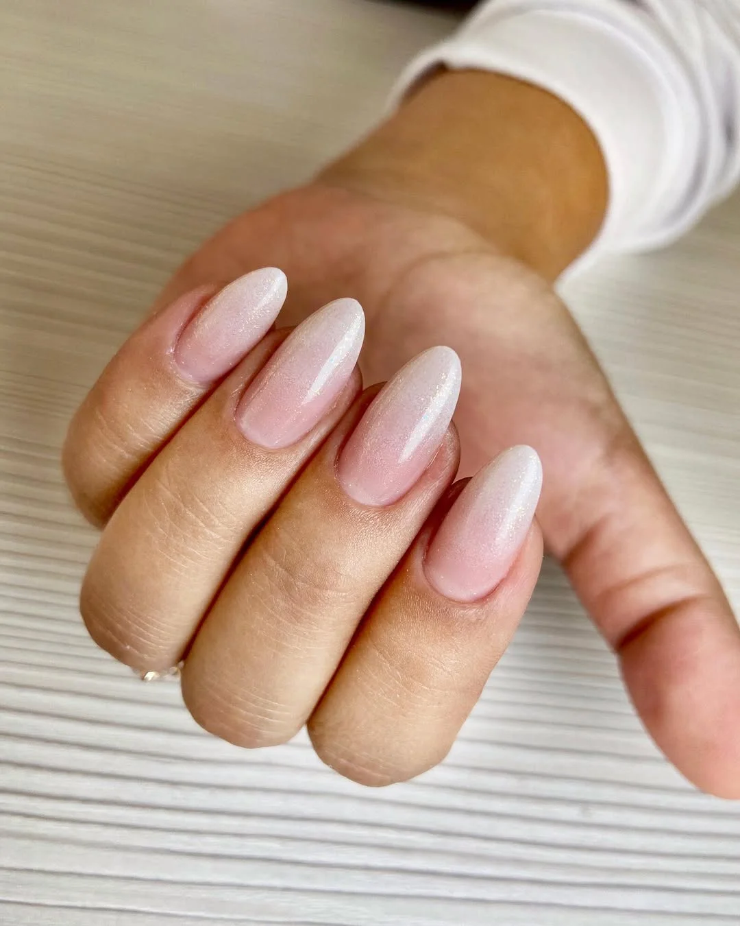 summer ombre nails 2026 Milky Pearl Ombre for Soft Luxury Energy