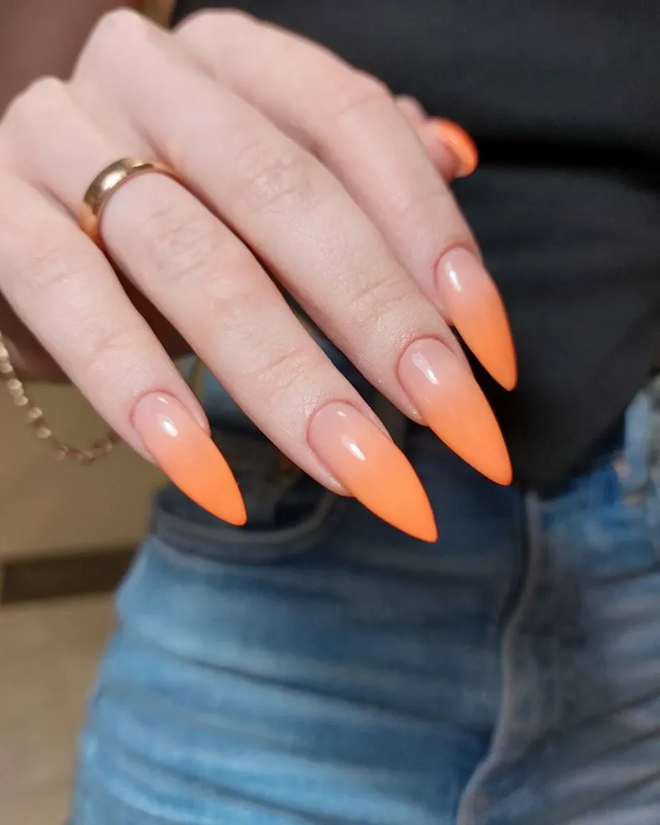 summer ombre nails 2026 Juicy Tangerine Ombre for Golden Hour Summer Nails
