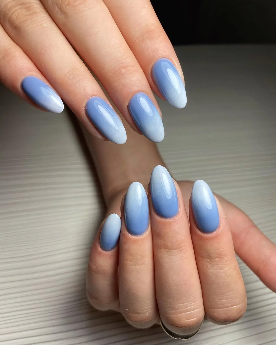 summer ombre nails 2026 Powder Blue Ombre for Clean Girl Summer Style