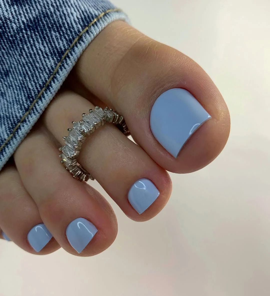 summer pedicure colors 2026 Powder Blue Pedicure for the Cool Girl Summer Mood