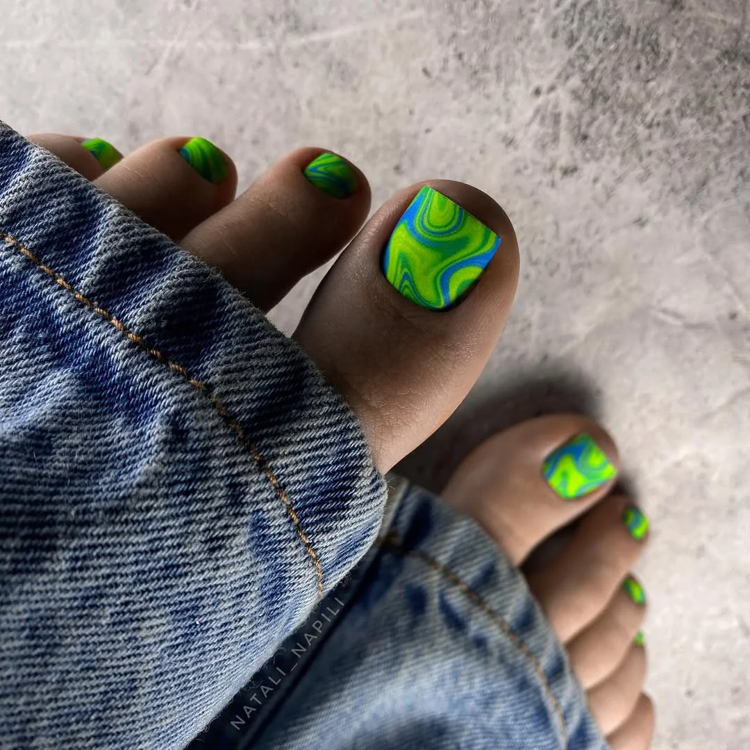 summer toes colors 2026 Electric Swirl Nail Art for Girls Who Want Their Toes Noticed
