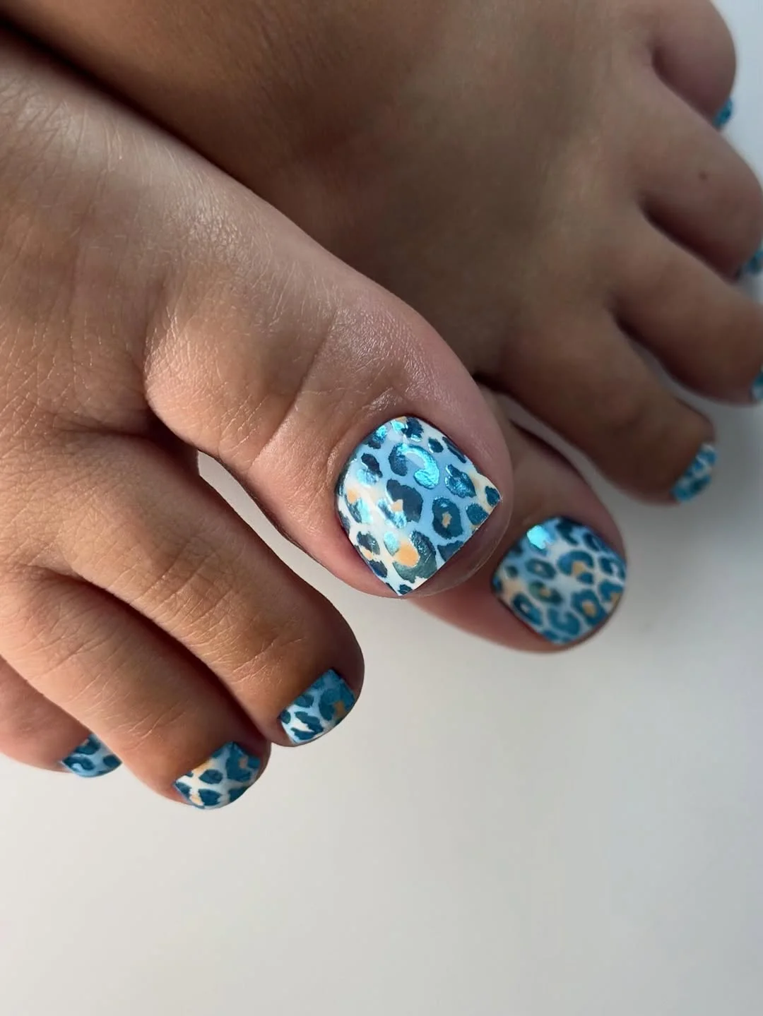 summer toes colors 2026 Blue Leopard Print Toes for the Fun Side of Summer