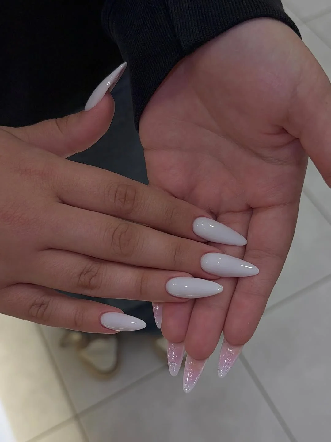 summer vacation nails 2026 Glossy White Almond Nails With Clean Resort Style