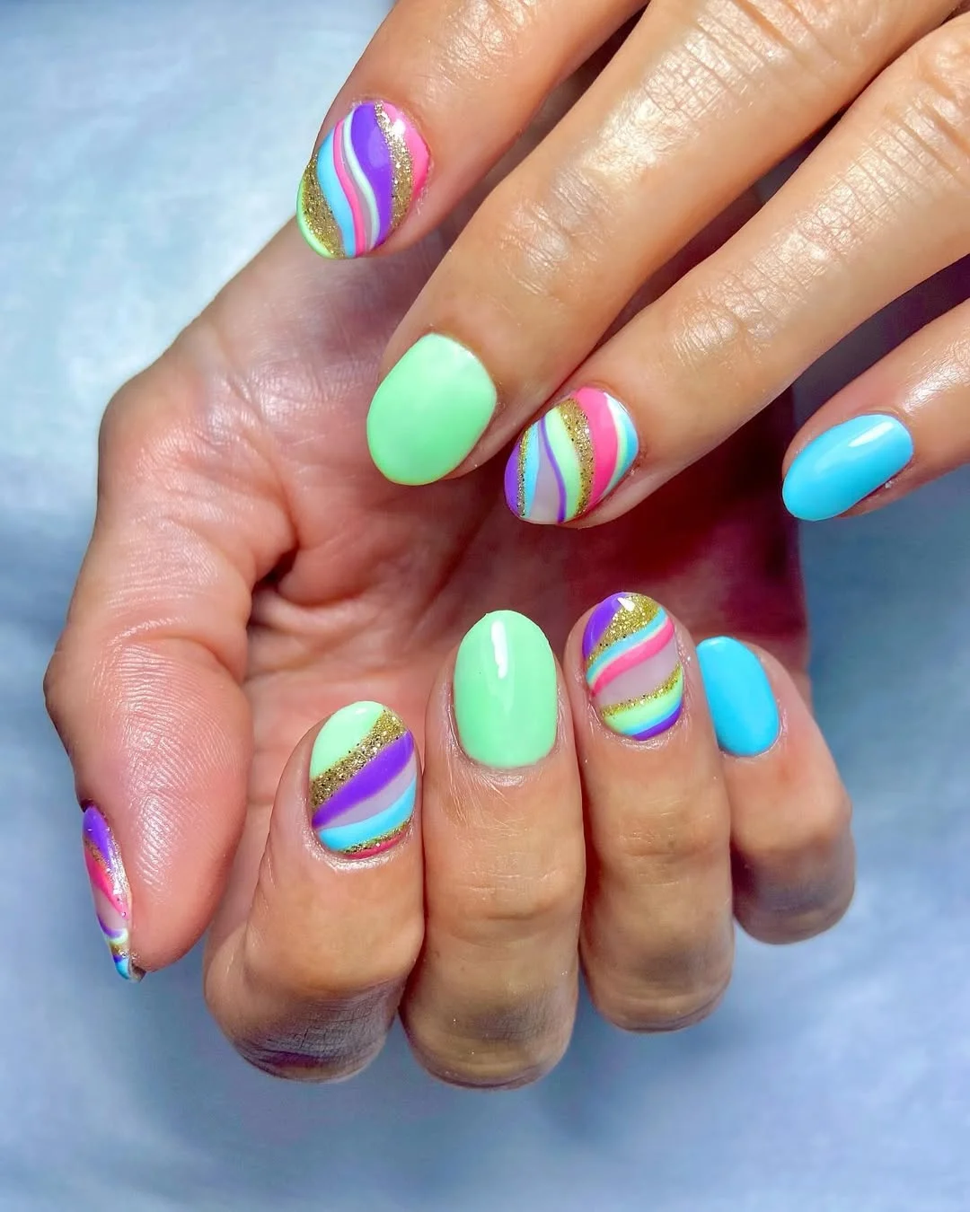 summer vibrant nails summer 2026 Rainbow Swirl Nails That Feel Like Summer Candy