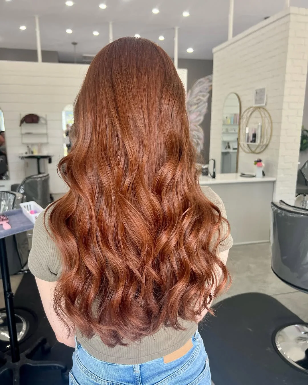 sun-kissed summer auburn hair color 2026 Sunlit Copper Auburn Waves with Natural Glow