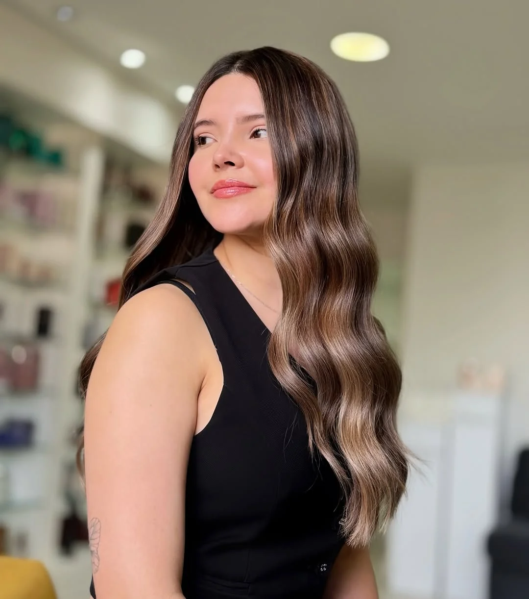 toffee summer brunette hair color 2026 Silky Neutral Toffee with Glossed Summer Finish