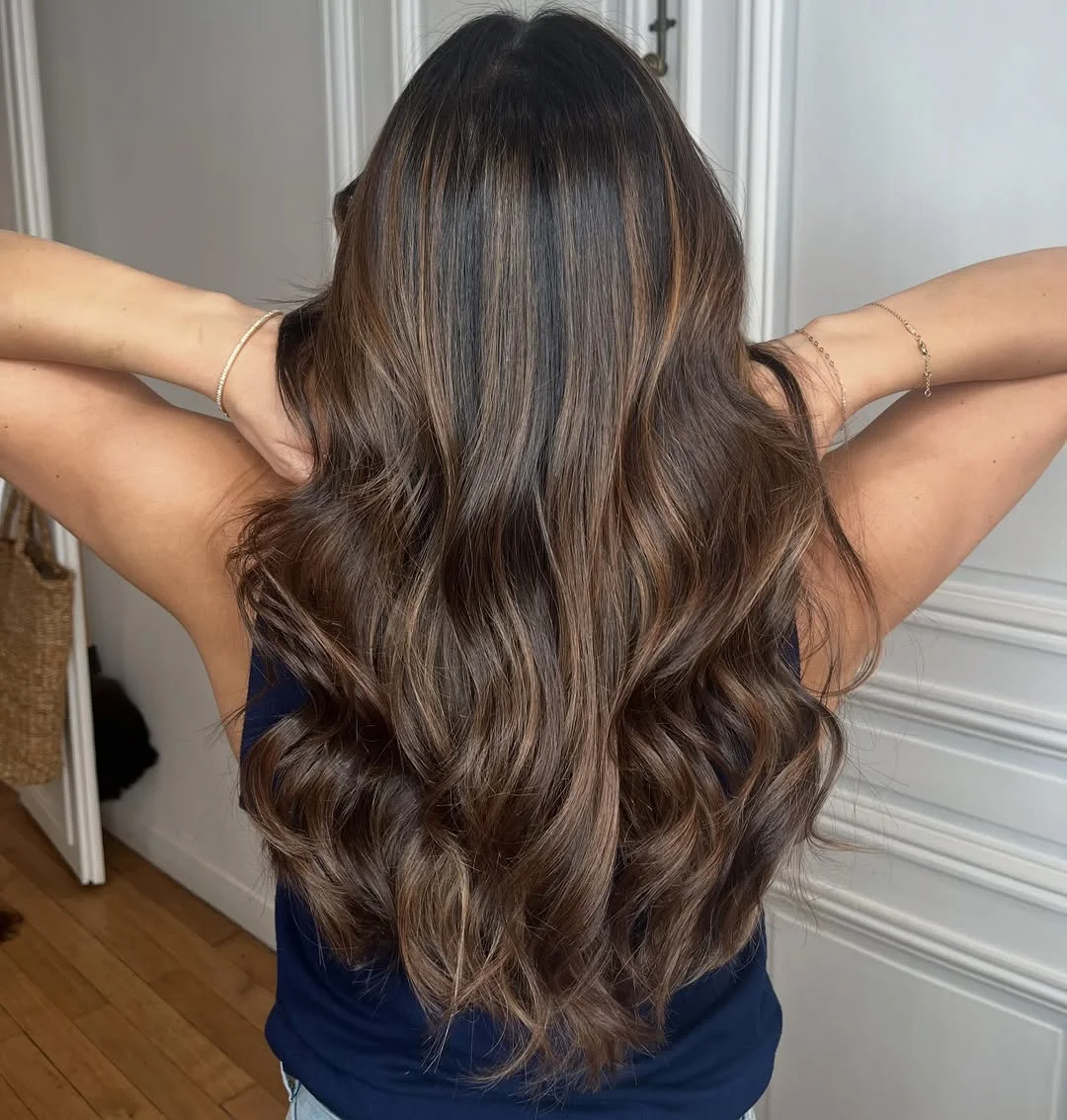 toffee summer brunette hair color 2026 Natural Root Melt Toffee Blend with Soft Dimension