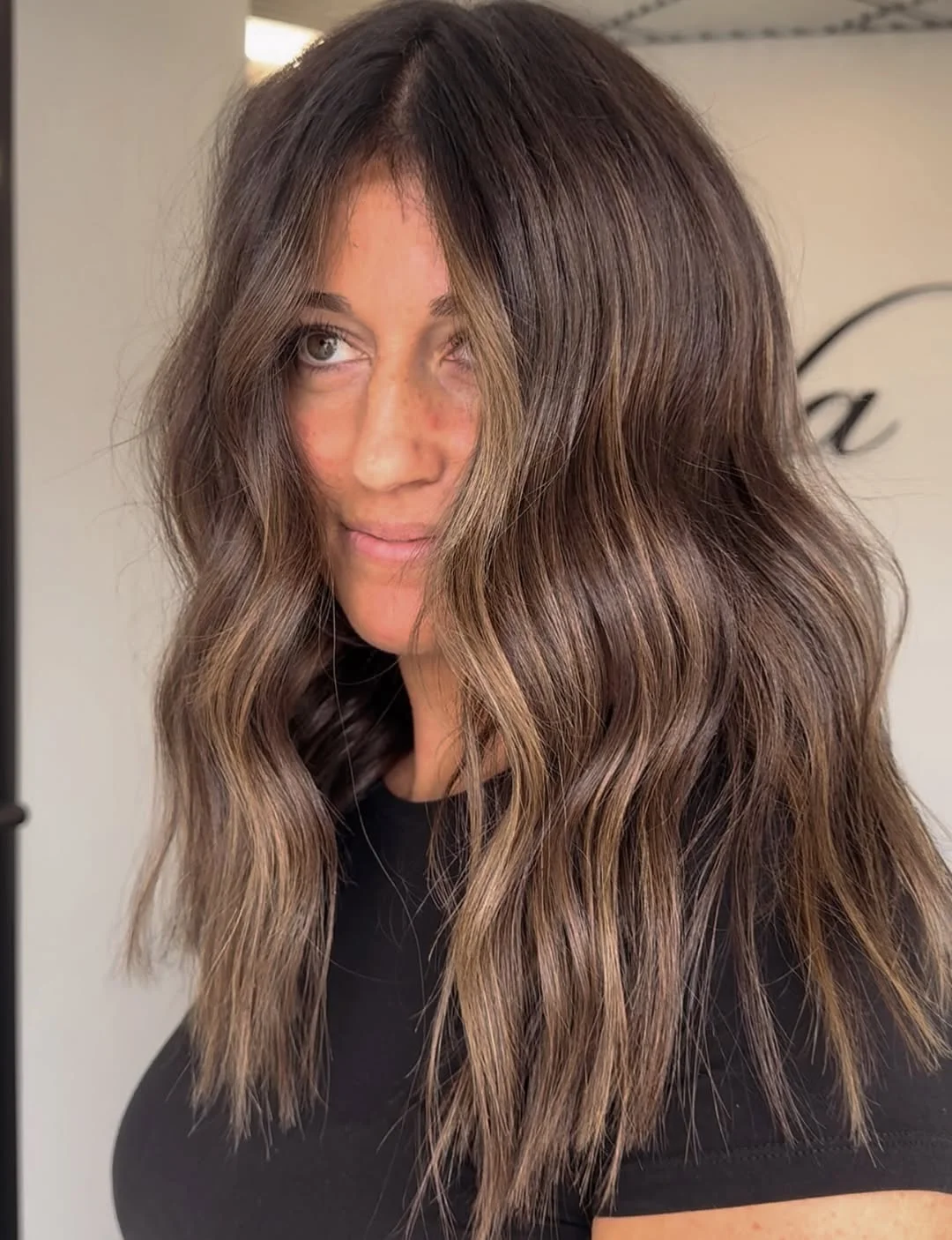 toffee summer brunette hair color 2026 Textured Toffee Waves with Natural Summer Lift