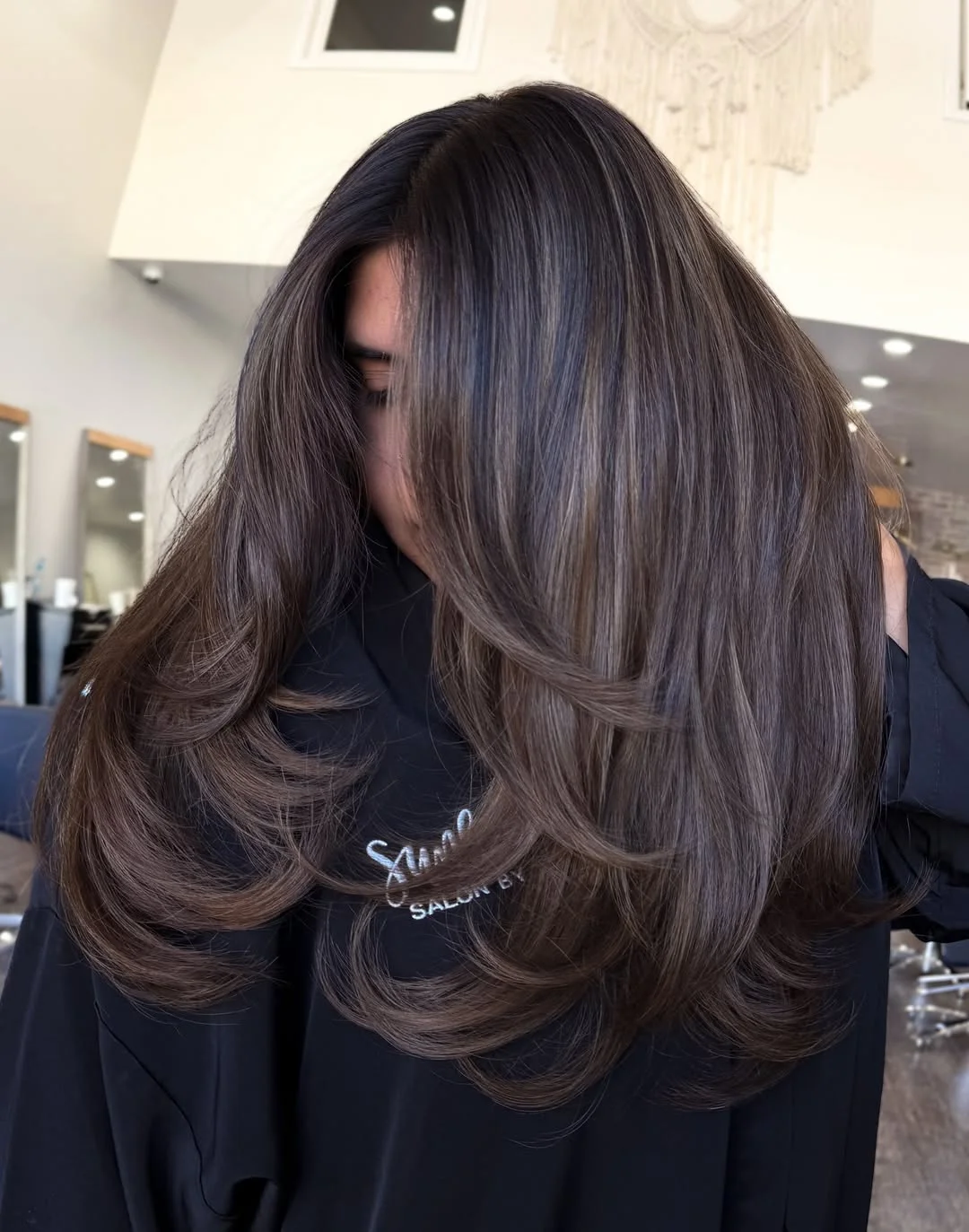 toffee summer brunette hair color 2026 Glossy Deep Toffee with Sculpted Layers