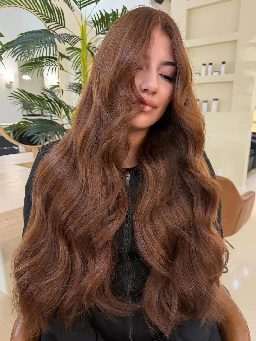 toffee summer honey brown hair color 2026 Warm Chestnut-Toffee Waves With Honey Glow